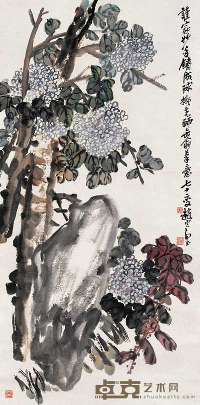 赵云壑 1946年作 花卉 立轴 137×68cm